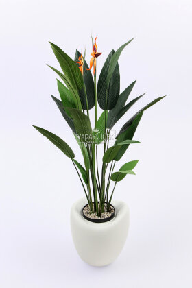 Yapay Ağaç Dinazor Yumurtası Saksıda Çiçekli King Starliçe Ağacı 160 cm Beyaz - 2