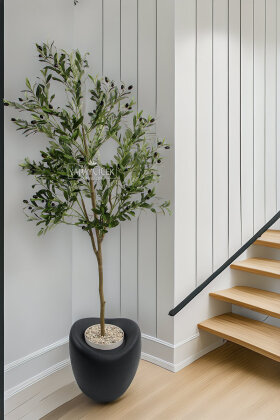 Yapay Ağaç Dinazor Yumurtası Saksıda Zeytin Ağacı 195 cm Antrasit - Yapay Çiçek Deposu