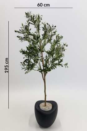 Yapay Ağaç Dinazor Yumurtası Saksıda Zeytin Ağacı 195 cm Antrasit - 4