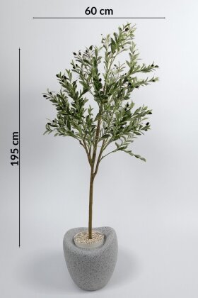 Yapay Ağaç Dinazor Yumurtası Saksıda Zeytin Ağacı 195 cm Gri - Siyah - 4