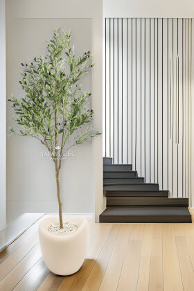 Yapay Ağaç Dinazor Yumurtası Saksıda Zeytin Ağacı 195 cm Kapiçino - Yapay Çiçek Deposu