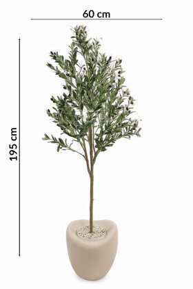 Yapay Ağaç Dinazor Yumurtası Saksıda Zeytin Ağacı 195 cm Kapiçino - 3