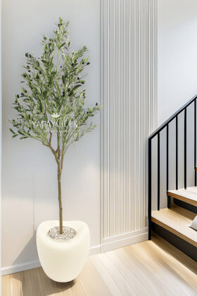 Yapay Ağaç Dinazor Yumurtası Saksıda Zeytin Ağacı 195 cm Kapiçino - Yapay Çiçek Deposu