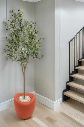 Yapay Ağaç Dinazor Yumurtası Saksıda Zeytin Ağacı 195 cm Kiremit - Yapay Çiçek Deposu