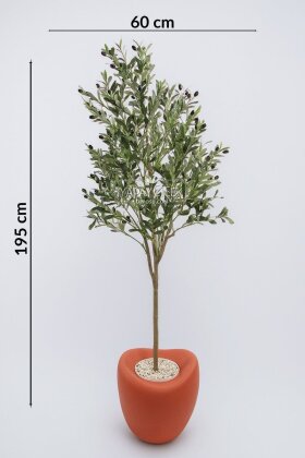 Yapay Ağaç Dinazor Yumurtası Saksıda Zeytin Ağacı 195 cm Kiremit - 4