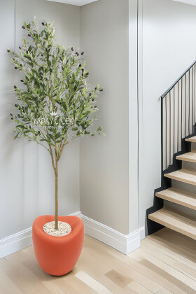 Yapay Ağaç Dinazor Yumurtası Saksıda Zeytin Ağacı 195 cm Kiremit - 1