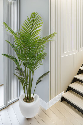 Yapay Ağaç Dinazor Yumurtası Saksıda Areka Palmiye Ağacı 205 cm Beyaz - Yapay Çiçek Deposu