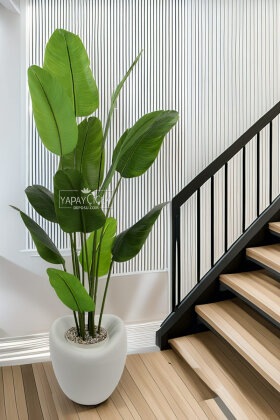 Yapay Ağaç Dinazor Yumurtası Saksıda 12 Yapraklı Starliçe Ağacı 205 cm Andezit - Yapay Çiçek Deposu