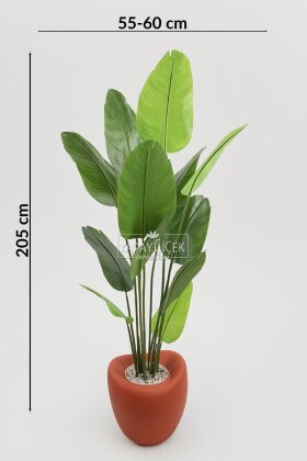 Yapay Ağaç Dinazor Yumurtası Saksıda 12 Yapraklı Starliçe Ağacı 205 cm Kiremit - 4