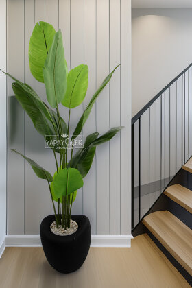 Yapay Ağaç Dinazor Yumurtası Saksıda 12 Yapraklı Starliçe Ağacı 205 cm Siyah - Yapay Çiçek Deposu