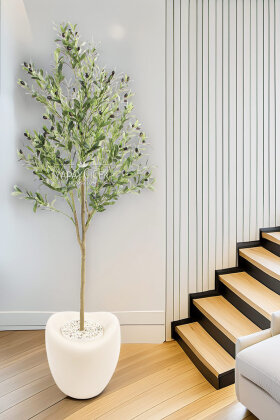 Yapay Ağaç Dinazor Yumurtası Saksıda Zeytin Ağacı 195 cm Andezit - Yapay Çiçek Deposu