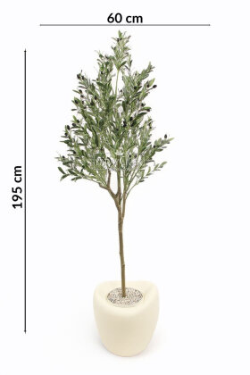Yapay Ağaç Dinazor Yumurtası Saksıda Zeytin Ağacı 195 cm Krem - 4