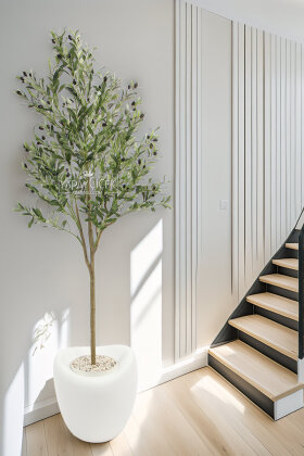 Yapay Ağaç Dinazor Yumurtası Saksıda Zeytin Ağacı 195 cm Kırık Beyaz - Yapay Çiçek Deposu