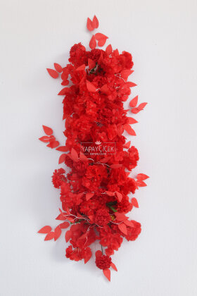 Düğün Nişan Söz Masa Çiçeği Hazır Tag Çiçeği Pastel Serisi 120 cm x 50 cm Kırmızı - 2
