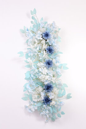 Düğün Nişan Söz Masa Çiçeği Hazır Tag Çiçeği Pastel Serisi 120 cm x 50 cm Mavi-Beyaz - 2