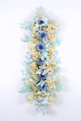 Düğün Nişan Söz Masa Çiçeği Hazır Tag Çiçeği Pastel Serisi 120 cm x 50 cm Mavi-Krem - 2