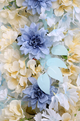 Düğün Nişan Söz Masa Çiçeği Hazır Tag Çiçeği Pastel Serisi 120 cm x 50 cm Mavi-Krem - 3