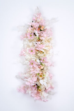 Düğün Nişan Söz Masa Çiçeği Hazır Tag Çiçeği Pastel Serisi 120 cm x 50 cm Pembe-Krem - 2