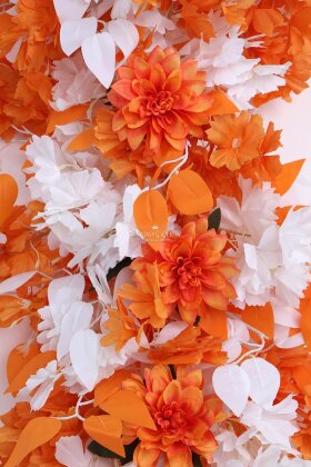 Düğün Nişan Söz Masa Çiçeği Hazır Tag Çiçeği Pastel Serisi 120 cm x 50 cm Turuncu-Beyaz - 3