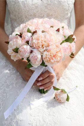 Ebedi Bağ Erengül Gelin Buketi 2li Set Somon - Yapay Çiçek Deposu