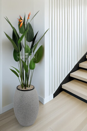 Yapay Ağaç Elips Saksıda Çiçekli King Starliçe Ağacı 186 cm Gri - Siyah - Yapay Çiçek Deposu