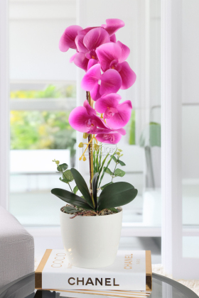 Saksıda Yapay Baskılı Islak Orkide 55 cm Fuşya - 2