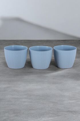 Estetik Saksı Başak Model 3lü Set Soft Mavi 1,5 Litre - 3