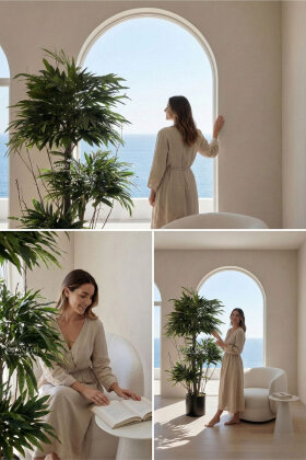 Fiber Saksıda Yapay 3 Gövdeli Mango Ağacı 180 cm - 3