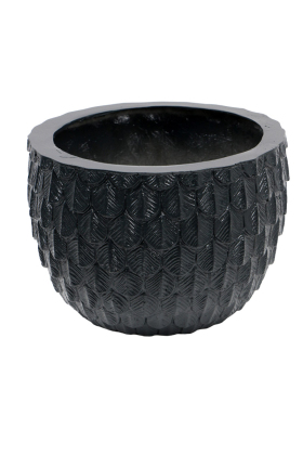 Fiber Stone Saksı Ananas Model 17 cm Siyah - Yapay Çiçek Deposu