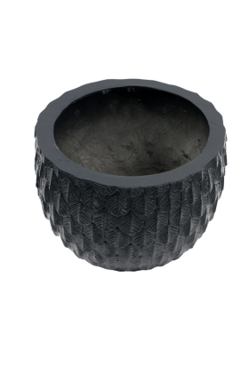 Fiber Stone Saksı Ananas Model 17 cm Siyah - 2