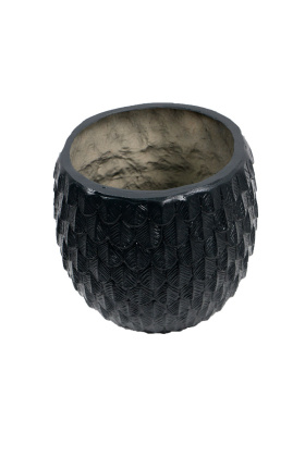 Fiber Stone Saksı Ananas Model 22 cm Siyah - 2