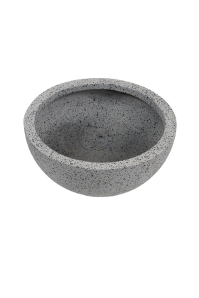 Fiber Stone Saksı Küçük Tas Model Beton Dokulu 20 cm Gri-Siyah (Kırılmaz-Çizilmez) - 3