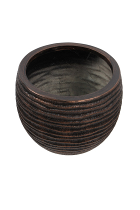Fiber Stone Saksı Yatay Şerit Model 29 cm Bakır Eskitme - 2
