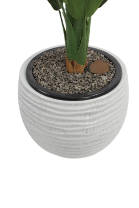 Fiber Stone Saksı Yatay Şerit Model 29 cm Beyaz - 3