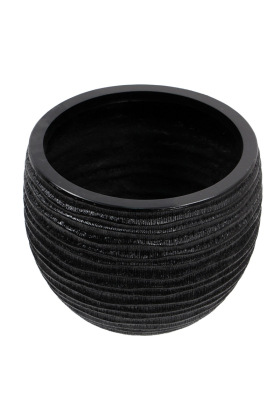 Fiber Stone Saksı Yatay Şerit Model 29 cm Siyah - Yapay Çiçek Deposu