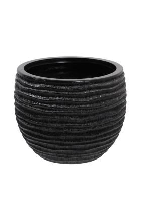 Fiber Stone Saksı Yatay Şerit Model 29 cm Siyah - 2