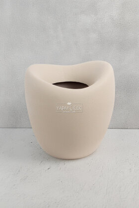 Fiber Stone Saksı Deve Kuşu Model 43 cm Kapiçino - Yapay Çiçek Deposu