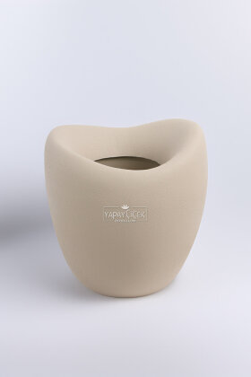 Fiber Stone Saksı Deve Kuşu Model 43 cm Kapiçino - 4