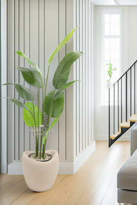 Fiber Stone Saksı Deve Kuşu Model 43 cm Kapiçino - 3