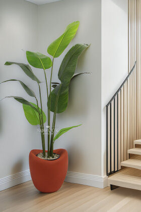 Fiber Stone Saksı Deve Kuşu Model 43 cm Kiremit - 5