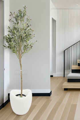 Fiber Stone Saksı Deve Kuşu Model 43 cm Kırık Beyaz - 2