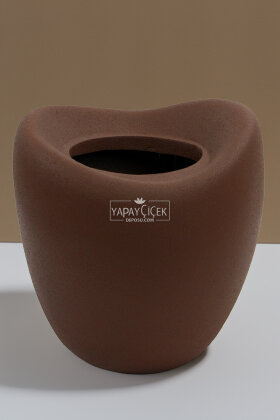 Fiber Stone Saksı Dinazor Yumurtası 43 cm Kahverengi - Yapay Çiçek Deposu