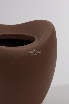 Fiber Stone Saksı Dinazor Yumurtası 43 cm Kahverengi - 3