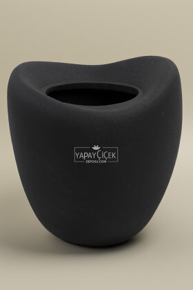 Fiber Stone Saksı Dinazor Yumurtası 43 cm Siyah - Yapay Çiçek Deposu