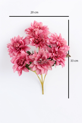 Yapay Çiçek 7li Dahlia Demeti 33 cm Pastel Fuşya - 3