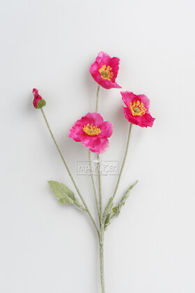 Yapay Çiçek 4lü Gelincik Dalı 60 cm Fusya - 2