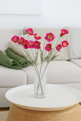 Yapay Çiçek 4lü Gelincik Dalı 60 cm Fusya - 3