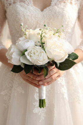 Gecenin İncisi Gelin Buketi 2li Set - Yapay Çiçek Deposu