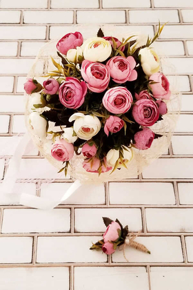 Gelin Çiçeği Annabel 2li Set (Gelin Buketi, Yaka Çiçeği) - 1