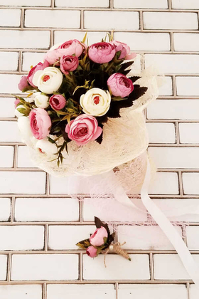 Gelin Çiçeği Annabel 2li Set (Gelin Buketi, Yaka Çiçeği) - 2